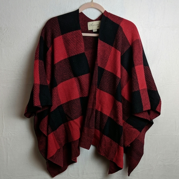 Jackets & Blazers - Ethereal black and red plaid cape